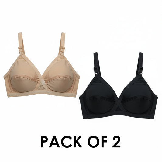 Pack of 2 Classy Cotton Non-Padded Comfortable Bras – Full Coverage