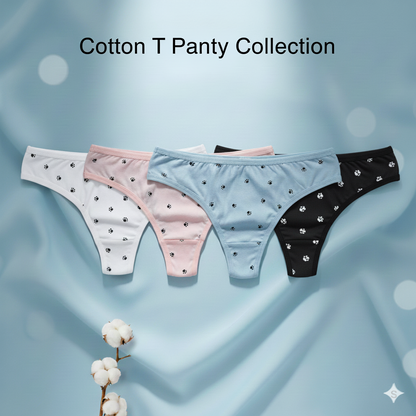 Pack of 2 Women’s Cotton T Panty – Soft, Breathable, Minimal Print, Everyday Comfort