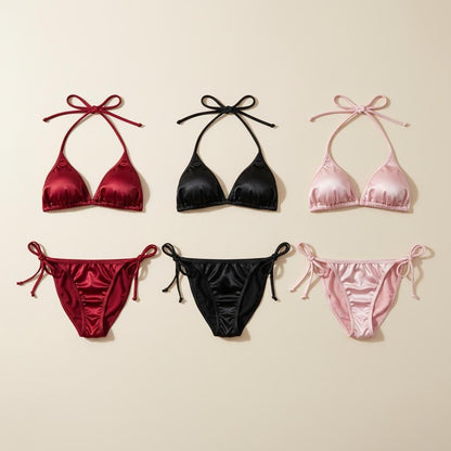 Women’s Satin Silk Bra & Bikini Panty Set