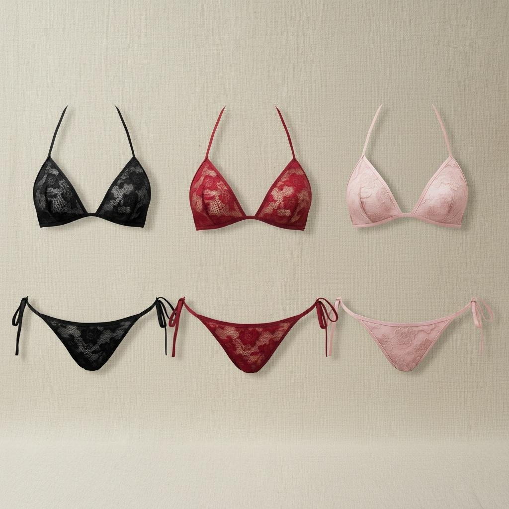 Women’s Satin Net Bikini Panty Set