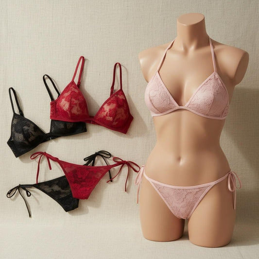 Women’s Satin Net Bikini Panty Set