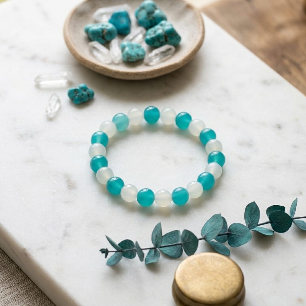 Blue & White Bead Bracelet
