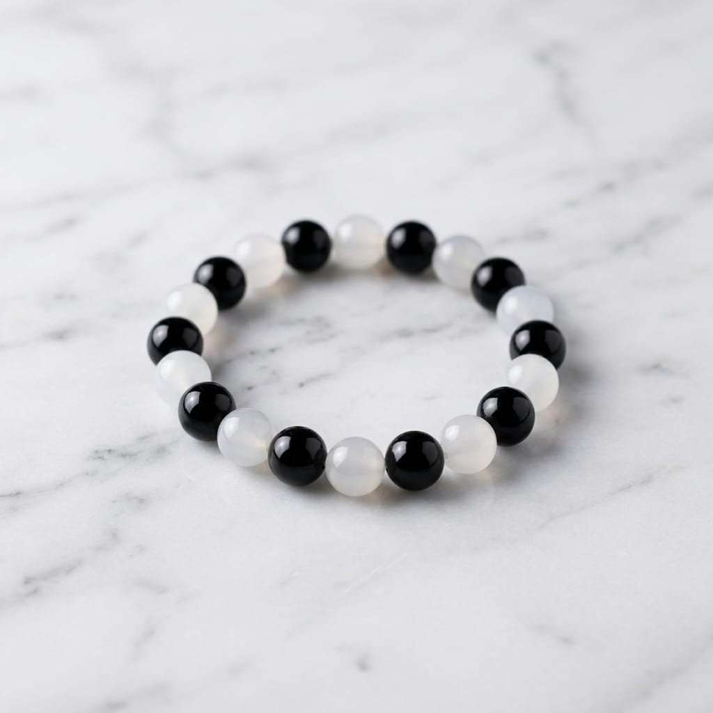 Black & White Beaded Bracelet