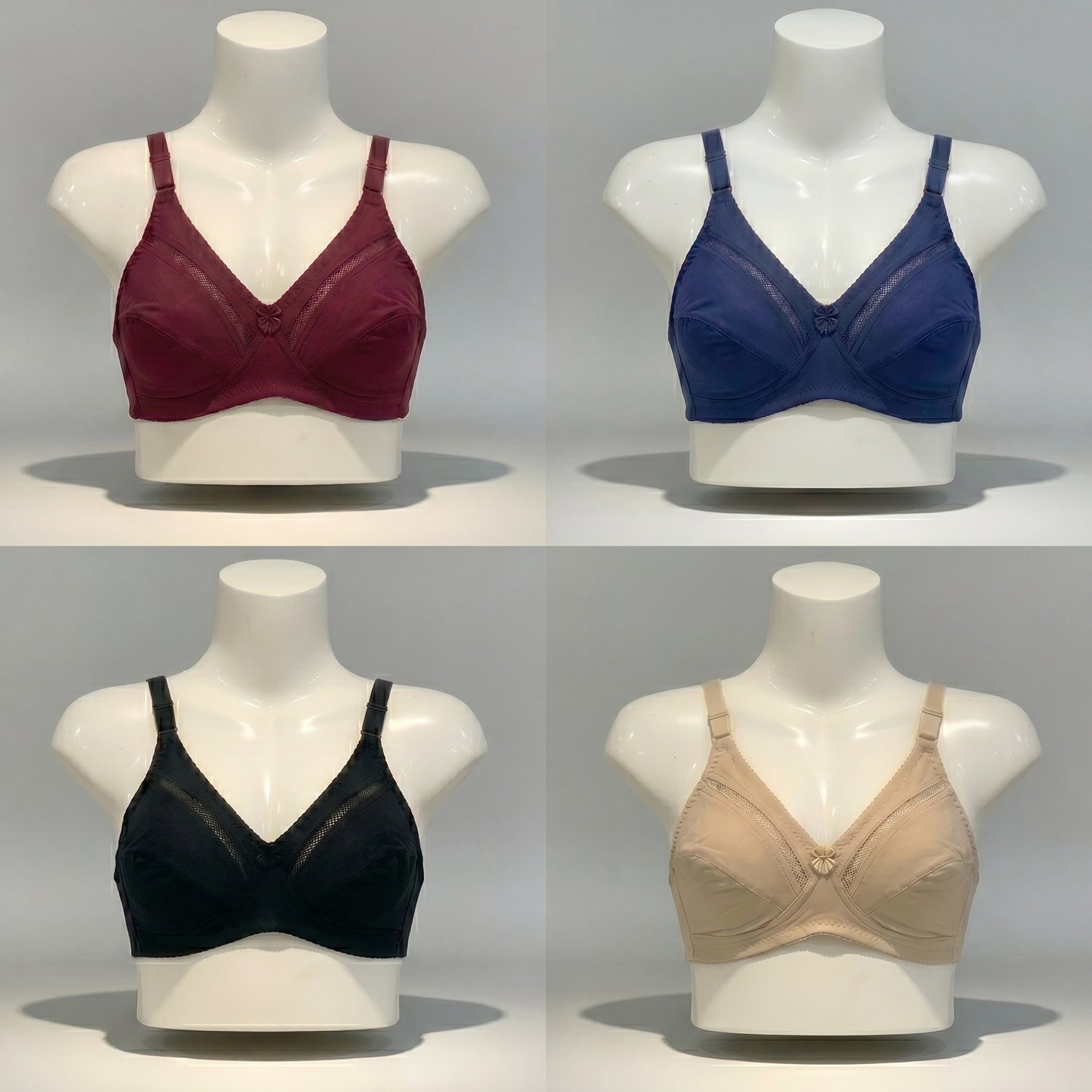 Pack of 4 Women’s Cotton Comfort Bra – Non Padded, Soft & Comfortable