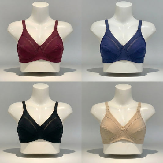 Pack of 4 Women’s Cotton Comfort Bra – Non Padded, Soft & Comfortable